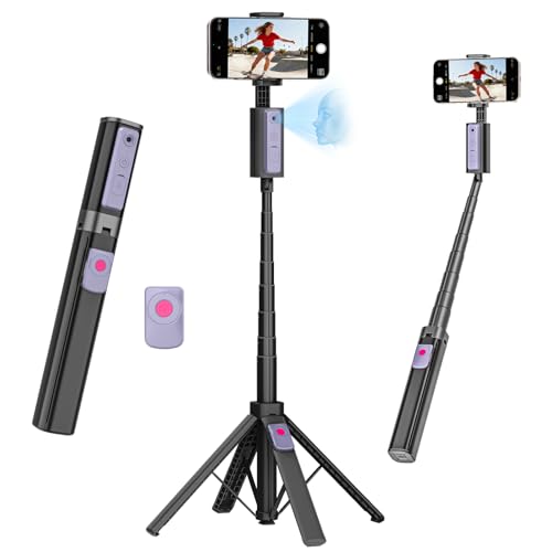 Funme Auto Face Tracking Tripod for iPhone, 59'' Selfie Stick Tripod with Remote, 360 Rotation that Follows Your Movement, Cell Phone Holder Stand for Video Recording/Content Creators/Vlog - Black - color: Black