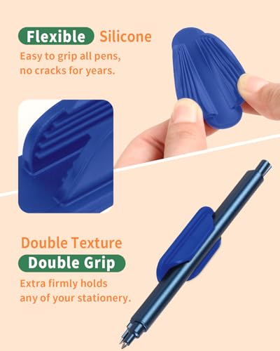 Tiizze Adhesive Pencil Holders for Desk Set of 10 - Silicone Pen Holder with 15 PCS Adhesive Pads - Flexible Pencil Holder for Office Essentials Accessories and Teacher Supplies… - color: Blue