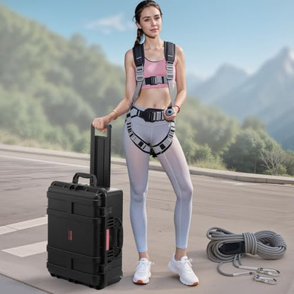 VEVOR Weatherproof Hard Case, Heavy Duty Protective Dry Box with Pre-Cut Foam, Wheels & Retractable Pull Handles for Travel, Hunt, Military, Tactical, IP67 Waterproof Case for Cameras(57x45x28) - size: 22.56*17.72*10.91in