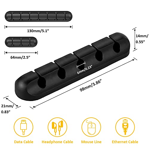 3 Pack Cable Clips Cord Management Organizer, Black, Silicone