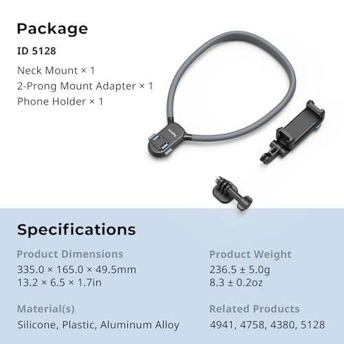 SMALLRIG Magnetic Neck Mount for Action Cameras & Phones, Comfortable POV Shooting Support with Universal 2-Prong Adapter and Phone Holder, 5128 - style: for Action Cam & Phone