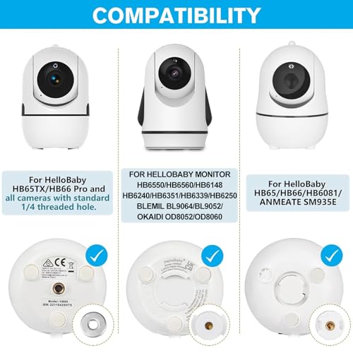 Tripod Baby Monitor Mount for HelloBaby HB65/HB40/HB6550/ HB6560/ HB6240/ HB6148/HB66/HB6339, ANMEATE 549/SM935E, Flexible Baby Camera Mount Attach Your Camera Wherever You Want (Camera NOT Include) - color: White
