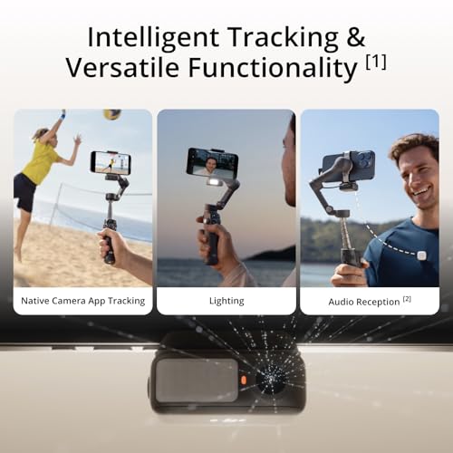 DJI Osmo Mobile 7P + Mic Mini TX (Infinity Black), Gimbal Stabilizer | For iPhone & Android, Native Tracking, Audio Reception, Lighting, 3-Axis Phone Gimbal, Built-in Extension Rod & Tripod