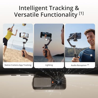 DJI Osmo Mobile 7P + Mic Mini TX (Infinity Black), Gimbal Stabilizer | For iPhone & Android, Native Tracking, Audio Reception, Lighting, 3-Axis Phone Gimbal, Built-in Extension Rod & Tripod