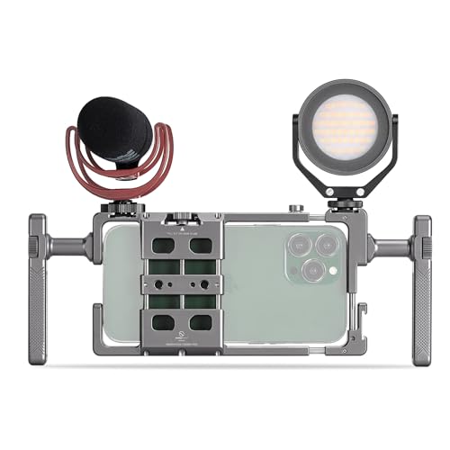 PCR-01 Smartphone Cage Universal Phone Video Rig Kit with Handle, Phone Stabilizer for Video Recording Cell Phone Filming Accessories