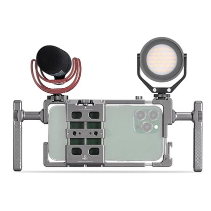 PCR-01 Smartphone Cage Universal Phone Video Rig Kit with Handle, Phone Stabilizer for Video Recording Cell Phone Filming Accessories