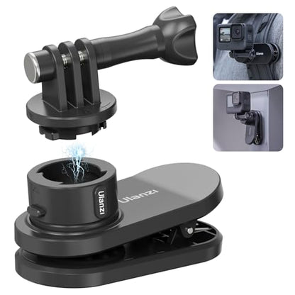 ULANZI Backpack Mount for Action Camera, Go Quick II Magnetic Suction Clip Clamp Mount Quick Release Shoulder Strap Holder Universal Accessories for Max Hero 13 12 11 10 9 8 7 6 5 Black DJI Action
