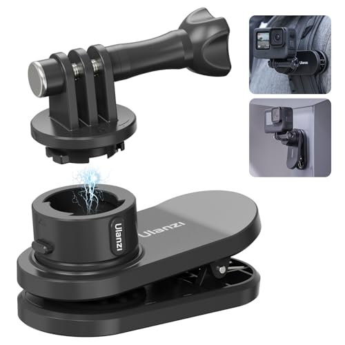 ULANZI Backpack Mount for Action Camera, Go Quick II Magnetic Suction Clip Clamp Mount Quick Release Shoulder Strap Holder Universal Accessories for Max Hero 13 12 11 10 9 8 7 6 5 Black DJI Action