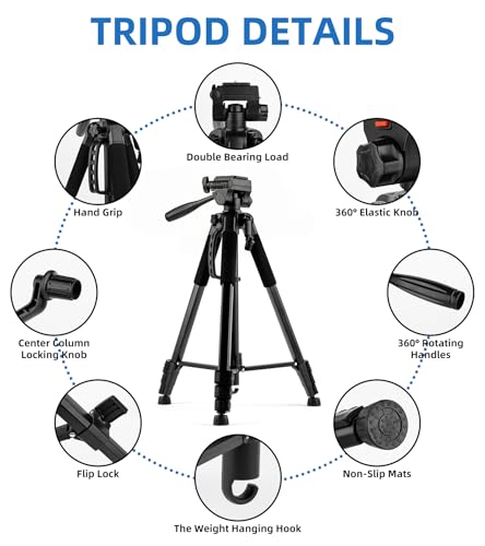 72'' Camera Tripod, Aluminum Lightweight Portable Tripods Stand with Carry Bag, Professional Travel Complete Tripod for DSLR Cellphone Live Streaming Vlog - size: 72in(Alu)