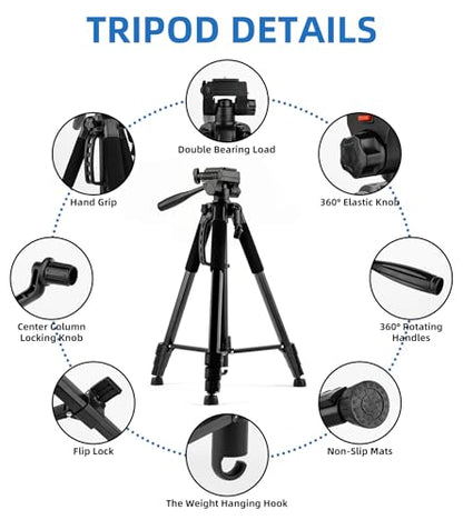 72'' Camera Tripod, Aluminum Lightweight Portable Tripods Stand with Carry Bag, Professional Travel Complete Tripod for DSLR Cellphone Live Streaming Vlog - size: 72in(Alu)
