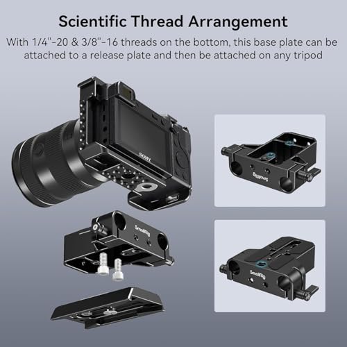 SMALLRIG Camera Base Plate Kit with 15mm LWS Rod Rail Clamp, 15mm Lens Support for Sony A6500 A6600 A6300, for Canon R5 R6, for Sony A7SIII / A7III, Both for Cameras & Cages - 4959 - style: Base Plate+Lens Support