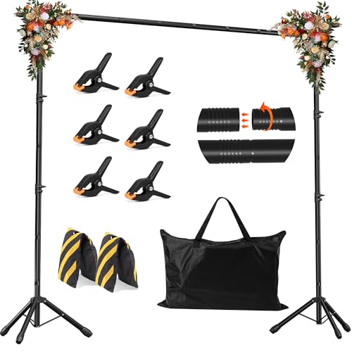 JSungo 10x8.5 FT Backdrop Stand for Parties, Adjustable Photo Backdrop Stand Kit with Carrying Bag, Portable Background Stand Backdrop for Wedding, Photoshoot, and Photo Studio - color: Black, size: 10x8.5ft