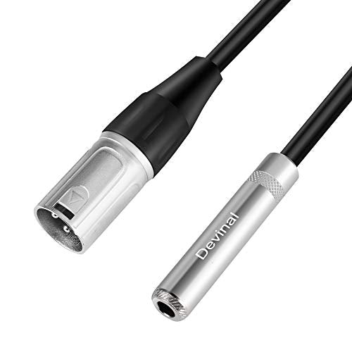 XLR Male to 1/4" Female calbe, 3 Pin Male to 6.35mm Socket Audio Cord, XLR Plug to TS/TRS Quarter inch Adapter Connector Converter Metal Construction 10 Foot 3m - color: 3. Silver/ 10FT