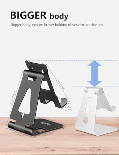Aoviho Foldable Cell Phone Stand for Desk, Adjustable Phone Holder for Office, Video Calls and Streaming, Portable Desktop Phone Dock Compatible with iPhone 17 16 15 14, Samsung Galaxy, Black - color: Black