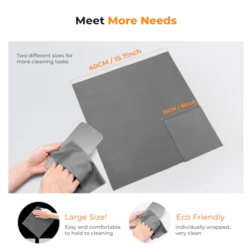 K&F Concept 15CM+40CM Microfiber Cleaning Cloths with 60ML Screen Cleaner for Cleaning Camera Lenses, Glasses, Screens, Cell Phone, Eyeglasses, LCD TV Screens, Tablets