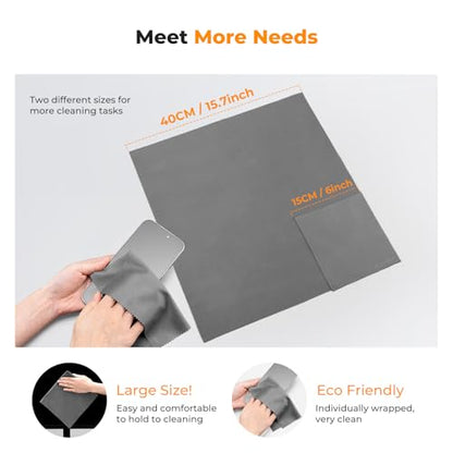 K&F Concept 15CM+40CM Microfiber Cleaning Cloths with 60ML Screen Cleaner for Cleaning Camera Lenses, Glasses, Screens, Cell Phone, Eyeglasses, LCD TV Screens, Tablets