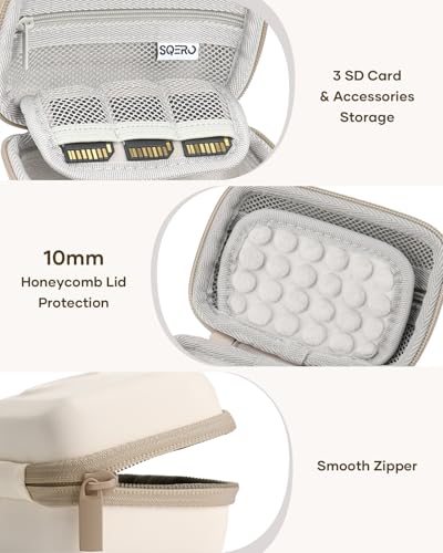 SQERO Digital Camera Case for KODAK PIXPRO FZ45 FZ55 & CAMKORY 1080P - Compact Travel Bag with 3 SD Card Slots, Small Lightweight Pouch, Cute Gifts for Adults Kids - color: beige