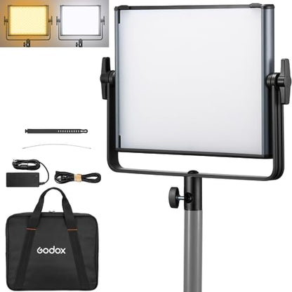 Godox LDX50Bi 14'' Bicolor LED Video Light, 65W 2800K-6500K LED Panel Light with 600 LED Beads 11 FX Effects CRI/TLCI 96+ 9200Lux Dimmable 0-100% Studio Soft Lights for Photography