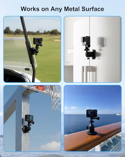 Magnetic Phone & Action Camera Mount with Heavy-Duty Magnet, Fence & Metal Surface Camera Holder Compatible with GoPro Mevo Start iPhone Insta360, Sports Recording Mount for Baseball Softball Tennis