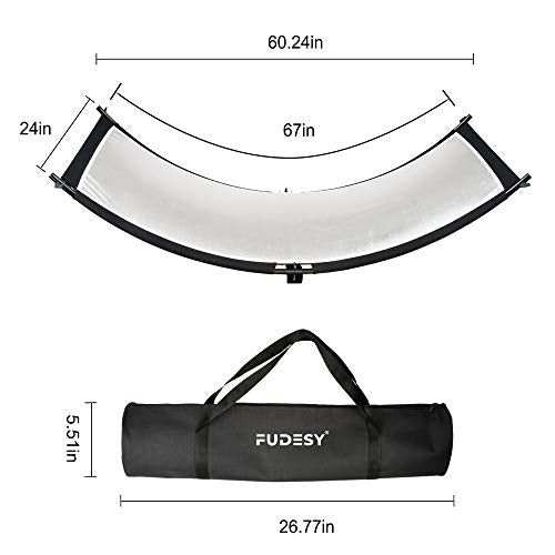 FUDESY Curved Reflector, 67"x24" Clamshell Light Reflector with 4-in-1 Fabric Black/White/Gold/Silver, U-Shape Lighting Diffuser with Carrying Bag for Photography Studio Portrait Video Shooting