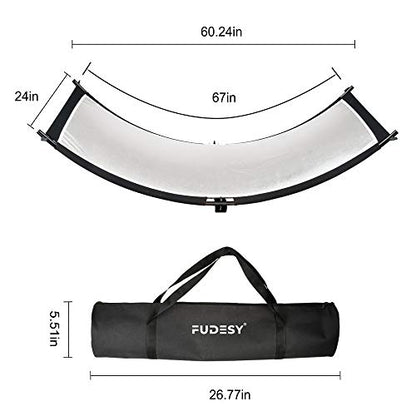 FUDESY Curved Reflector, 67"x24" Clamshell Light Reflector with 4-in-1 Fabric Black/White/Gold/Silver, U-Shape Lighting Diffuser with Carrying Bag for Photography Studio Portrait Video Shooting