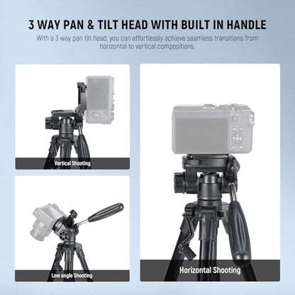 NEEWER Basic Mini Desk Tripod for Camera with 3 Way Pan Tilt Head & Handle, Small Portable Metal Tabletop Selfie Stick Stand with 1/4" Screw for DSLR Vlog Video Recording, Max Load 13.2lb, TP02 - style: TP02