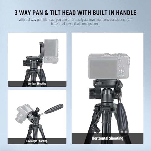 NEEWER Basic Mini Desk Tripod for Camera with 3 Way Pan Tilt Head & Handle, Small Portable Metal Tabletop Selfie Stick Stand with 1/4" Screw for DSLR Vlog Video Recording, Max Load 13.2lb, TP02 - style: TP02