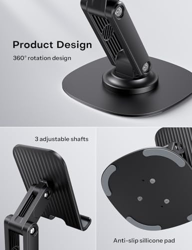OMOTON Cell Phone Stand for Desk, 2 Pack Adjustable Foldable Phone Holder, 360 Swivel Mobile Stand Fit for iPhone 17 16 15 14 13 Pro Max and All Smart Phones, Black & White - color: Black & White