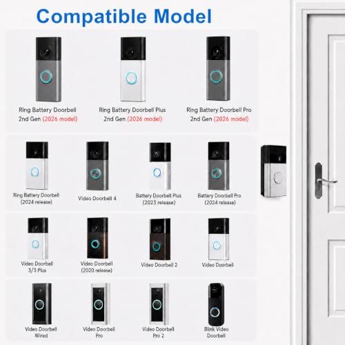 RIOVO Adjustable 30 to 55 Degree Doorbell Angle Mount Compatible with Ring/Blink Video Doorbell/Battery Doorbell, Replacement Angle Adjustment Adapter Mounting Bracket Wedge Kit