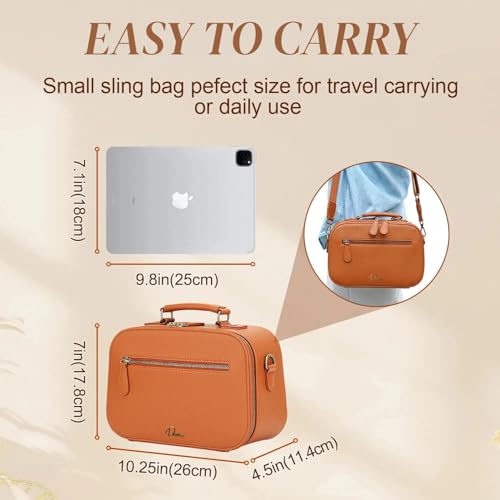 Camera Sling Bag, Waterproof PU Leather Crossbody Camere Bag for Photographers, Small Shockproof Case with Removable Dividers for DSLR/SLR/Mirrorless, 4L Brown - color: Brown
