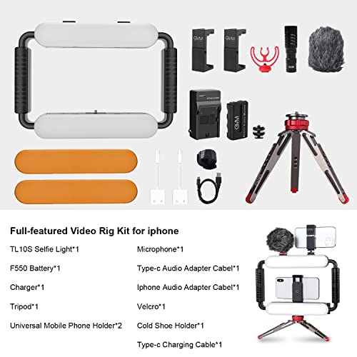 GVM Gimbal Stabilizer Phone Video Light Kit for Smartphone, Content Creator Kit, 5600K LED Equipment with Microphone &Tripod for Recording, Vlogging, Live Streaming, YouTube, TikTok