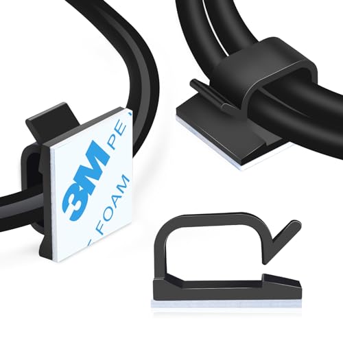 XHF 120 PCS Adhesive Cable Wire Clips Black, Outdoor Christmas Light Clips, Cable Management Wire Organizer Cord Holder for Under Desk, Car, Wall, TV PC Ethernet Cable - color: Black, size: 5/8"-120PCS