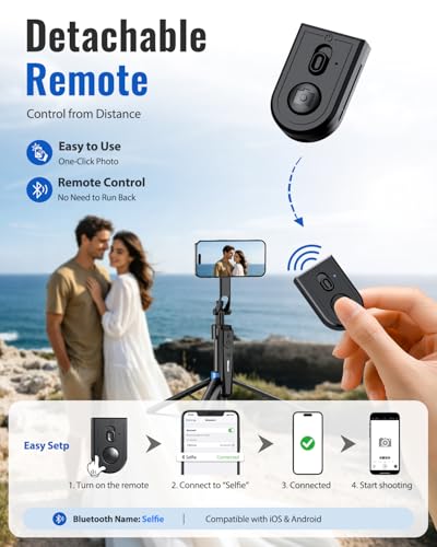 UBeesize 72” Auto Face Tracking Tripod for iPhone, MagSafe Selfie Stick with Remote, 360° Magnetic Phone Stand with Gesture Control for TikTok, Live Stream & Vlogging - size: 72-in