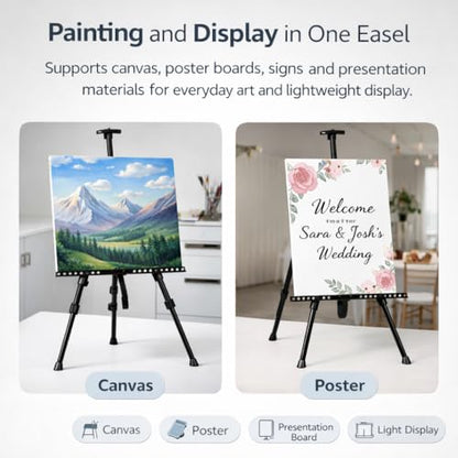 Art Painting Display Artist Easel Stand,Ns Jymb Portable Metal Adjustable Easels for Painting Canvases Height from 17 to 66 Inch - Carry Bag for Table-Top/Floor Displaying and Wedding Signs - Black - style: 66Black 1pack