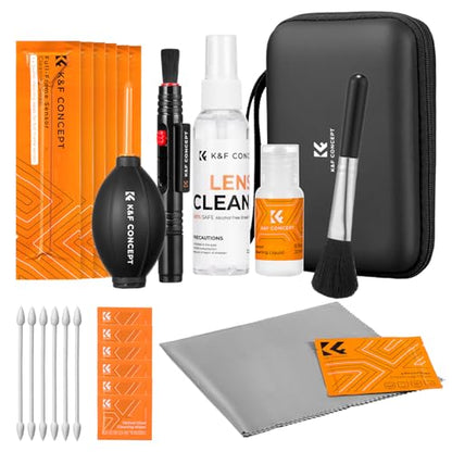 K&F Concept 25-1 Professional Camera Cleaning Kit with Full Frame Sensor Cleaning Swabs/60ML & 20ML Lens Cleaner/Cleaning Wipes/Camera Blower/Lens Pen Brush/Microfiber Cloths/Carrying Case - size: 24mm