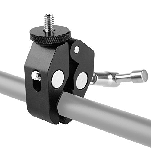 ChromLives Super Clamp Photography Camera Crab Clamp with 1/4''-20 to 1/4'' 20 Screw Converter for 15mm Rods/ Lights/ Umbrellas/Shelves/Cross Bars and More