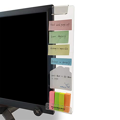 MINSA Fashion Multifunction Utility Acrylic Transparent Computer Monitors Side Panel/Memo Pads/Message Boards/Sticky Boards for Computer Screen, 1 Set (Left & Right) (Phone Holder) - color: Phone Holder