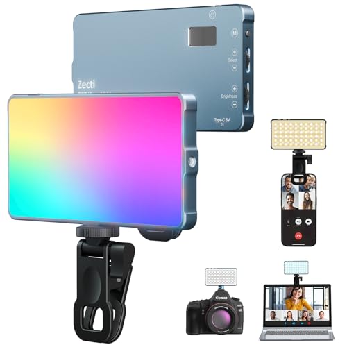 Selfie Camera Phone Light with Metal Hotshoe & Clip, 135 LED CRI 96+ 2500K-9900K 4000mAh RGB Video Light for iPhone, Cameras, Selfie, Video Conference, TikTok Live Streaming, Gifts for Women & Mom - size: 135 LED
