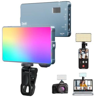 Selfie Camera Phone Light with Metal Hotshoe & Clip, 135 LED CRI 96+ 2500K-9900K 4000mAh RGB Video Light for iPhone, Cameras, Selfie, Video Conference, TikTok Live Streaming, Gifts for Women & Mom - size: 135 LED