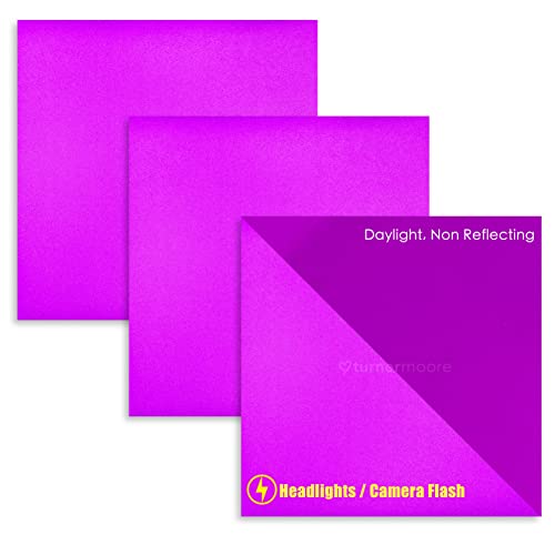 Purple Reflective Vinyl, 12x12 Permanent Adhesive Vinyl Sheets, Reflective Vinyl for Cricut, Cars, Bikes, Decals, Stickers, Signs, Helmets, Mailboxes, Reflective Tape by Turner Moore Edition (3-Pack) - color: Violet Purple