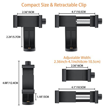 2 Pack Tripod Phone Mount, Cell Phone Holder Mount Head Standard Screw Adapter, Rotates Vertical and Horizontal, Adjustable Clamp, Compatible for Most Cellphones
