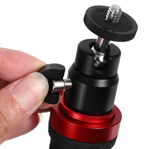 FRCOLOR Video Camera Handle Grip Stabilizer with 1/4" Screw Mount and LED Light for DSLR and Phone, Multifunctional Handheld Gimbal for Travel and Professional Filming, Black