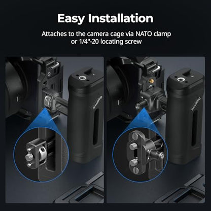 SmallRig NATO Clamp Mini Side Handle with NATO Rail & 1/4''-20 Locating Screw, Ergonomic Camera Side Handle for Left and Right Hand, 30mm/1.2in Up and Down Adjustable, Max. 10kg Payload - style: NATO + 1/4''-20 Locating Screw