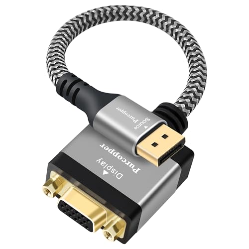 DisplayPort to VGA Adapter, DP Male (Source) to VGA Female (Screen) Gold-Plated Plug & Aluminum shell Converter Connector Supports 1080p@60Hz Compatible with Monitor, PC, Laptop, Desktop, Projector - color: DP Male to VGA Female, size: 1 Pack