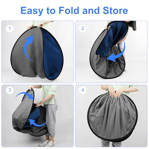Blue Gray Pop up Backdrop 3x5ft/1x1.5m, Self-Tape Photography Backdrops with Carry Bag Collapsible Portable Background for Auditions Photoshoot TikTok YouTube Video Live Streaming - size: 3 x 5 ft
