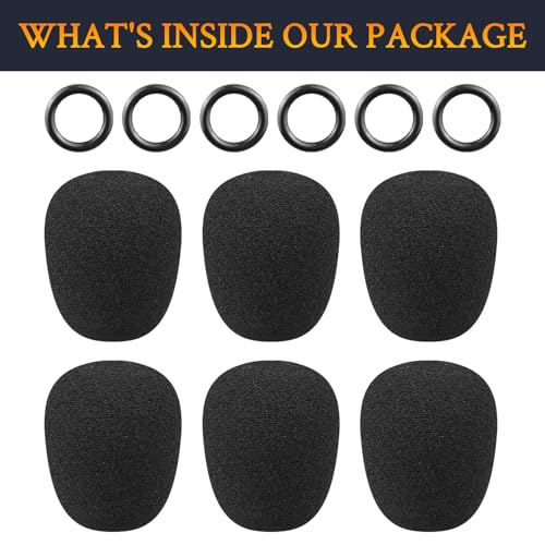 SOULWIT 6Pcs Pop Filter for Shure MX412/MX418/MX405/MX391/MX202/MX410 Series, CVG12/CVG18-B/C Gooseneck Microphone, Protective Mic Cover Windscreen Foam - Black