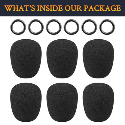 SOULWIT 6Pcs Pop Filter for Shure MX412/MX418/MX405/MX391/MX202/MX410 Series, CVG12/CVG18-B/C Gooseneck Microphone, Protective Mic Cover Windscreen Foam - Black