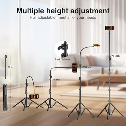 elitehood Magnetic iPhone Tripod Stand with Flexible Gooseneck, Magsafe Phone Stand for Video Recording Filming, Heavy Duty Aluminum Phone Tripod for iPhone 17 Pro Max / 17 Pro / 16 Pro Max - style: Magnetic Phone Tripod