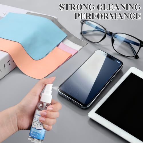 Navona 30 Pack Microfiber Glasses Cleaning Cloths with 2 Lens Cleaner Sprays | Premium Eyeglass Cleaning Cloths for Glasses, Sunglasses, Camera Lens & Screens – Streak-Free, Safe for Electronics