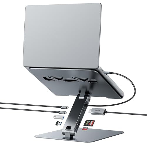 BENFEI Laptop Stand with USB C 7in1 Docking Station,HDMI 4K@60Hz,1*SD 1*Micro SD,100W Power Delivery,10Gbps 1*USB C 3.2 and 2*USB A 3.2 Compatible with MacBook Pro/Air, iPad Pro, XPS, Thinkpad - size: 7-in-1 stand